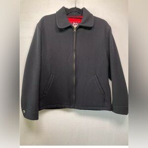 Woolrich Vintage Black 100% Wool Jacket Womens Large